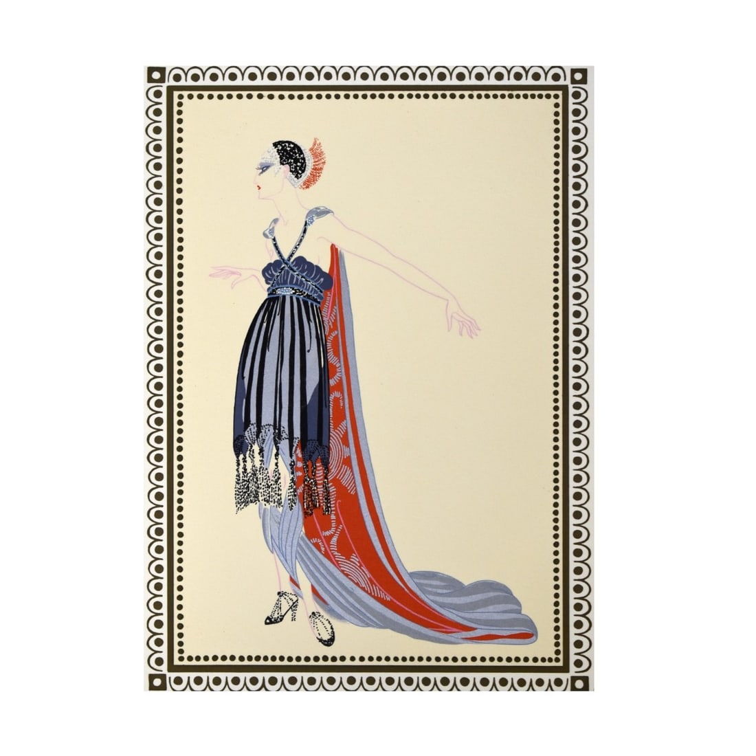 Erte, Russian / French (1892 - 1990): Erte, Russian / French (1892 - 1990) Artist Proof Color Lithograph on Paper "Seductress" (Vamps Collection) Signed and Numbered 275/300. Watermarks lower left. Unframed and mounted in a matted surface