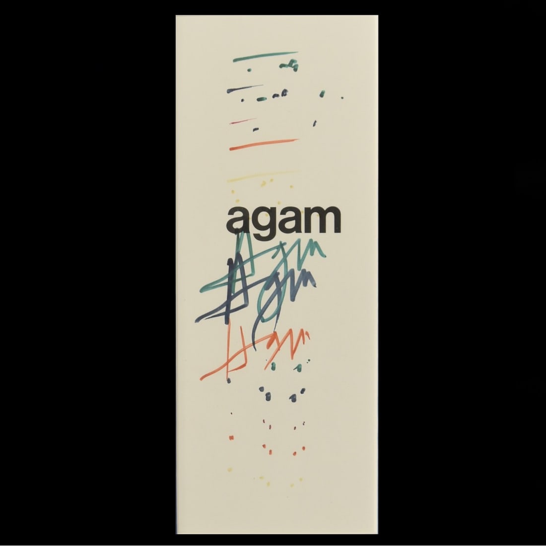 Yaacov Agam, Israeli/American (b. 1928): Yaacov Agam, Israeli/American (b. 1928) Abstract Lines, Double Sided Marker on Paper. Artist signed, matted and framed under glass. Image area measures: 8-3/4" H, 3-1/2" W, frame measures: 15" H, 9-7/