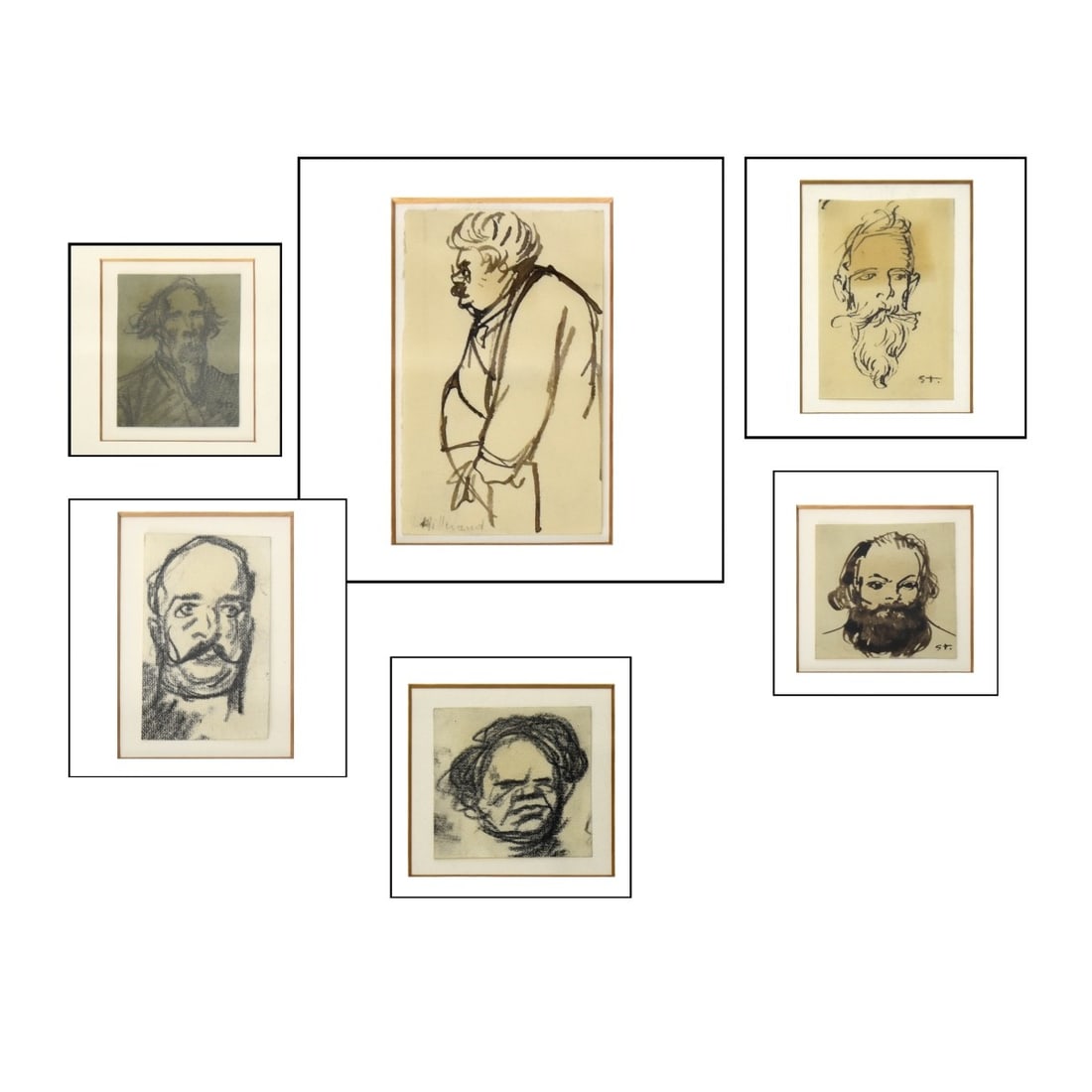 Théophile Steinlen, Swiss-Fr. (1859-1923): Théophile Alexandre Steinlen, Swiss-French (1859-1923) Four (4) Drawings on Paper. Framed under Glass. Largest frame measures: 13" H., 7" W. We offer such a work without warranty as to authenticity.