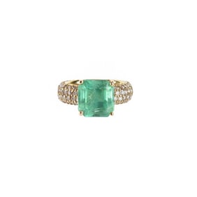 Emerald, Diamond and 14K Ring
