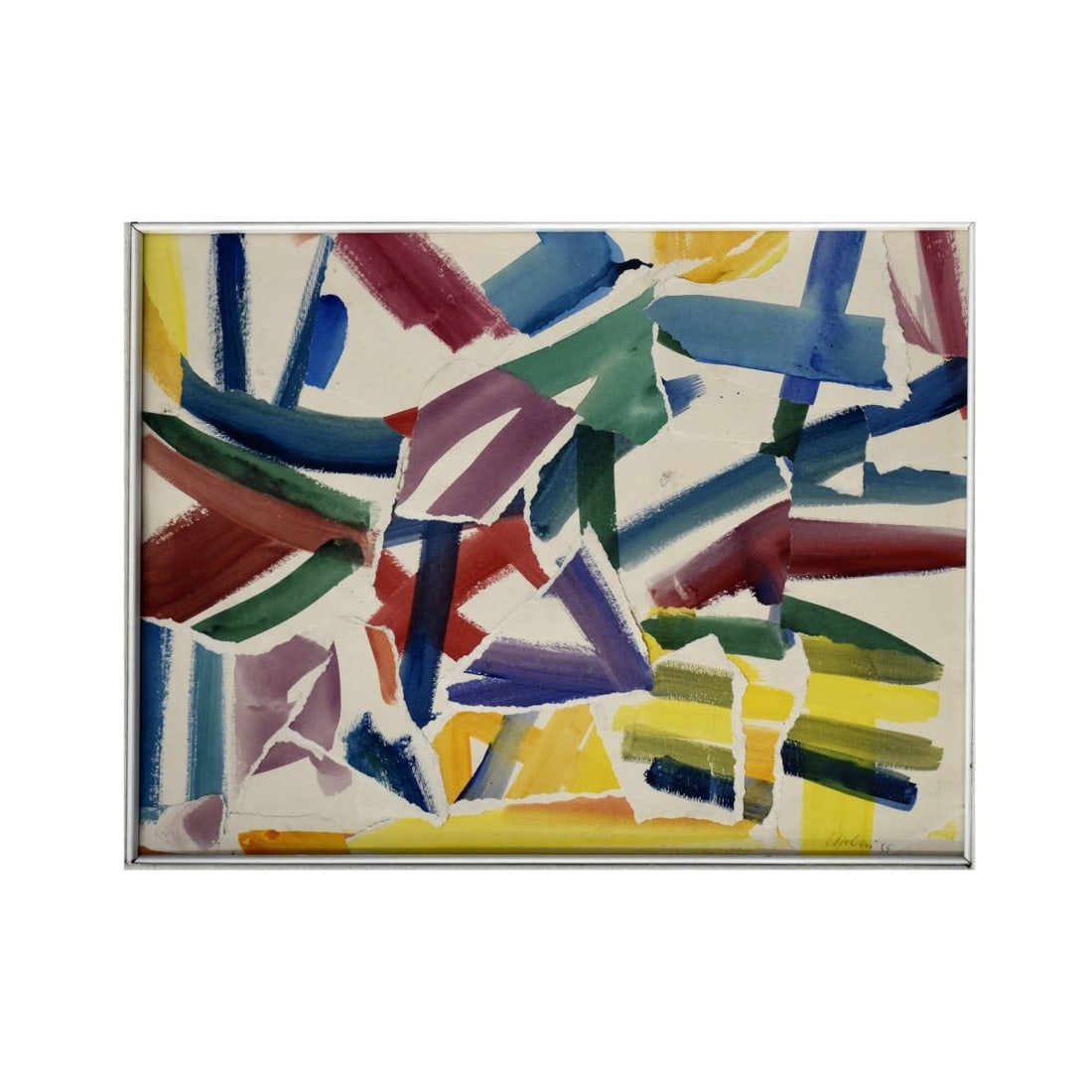 Attrib: Carl Robert Holty (1900 - 1973) Collage: Attributed To: Carl Robert Holty, German (1900 - 1973) Collage and Watercolor on Paper "Composition" Signed and Dated Lower Right. Unframed. Presented on a matted surface. Sight measures 11-1/2" x 15-