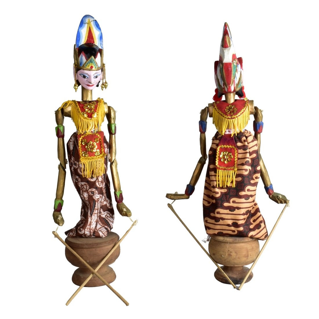 Pair Indonesian Wooden Rod Puppets (1 of 6)