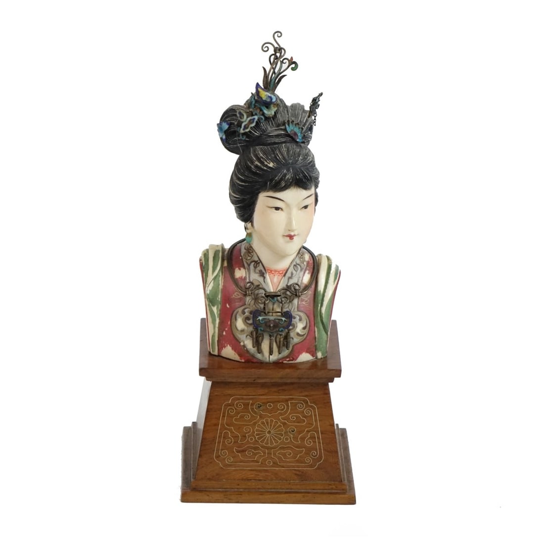 Chinese Polychrome Female Bust (1 of 4)