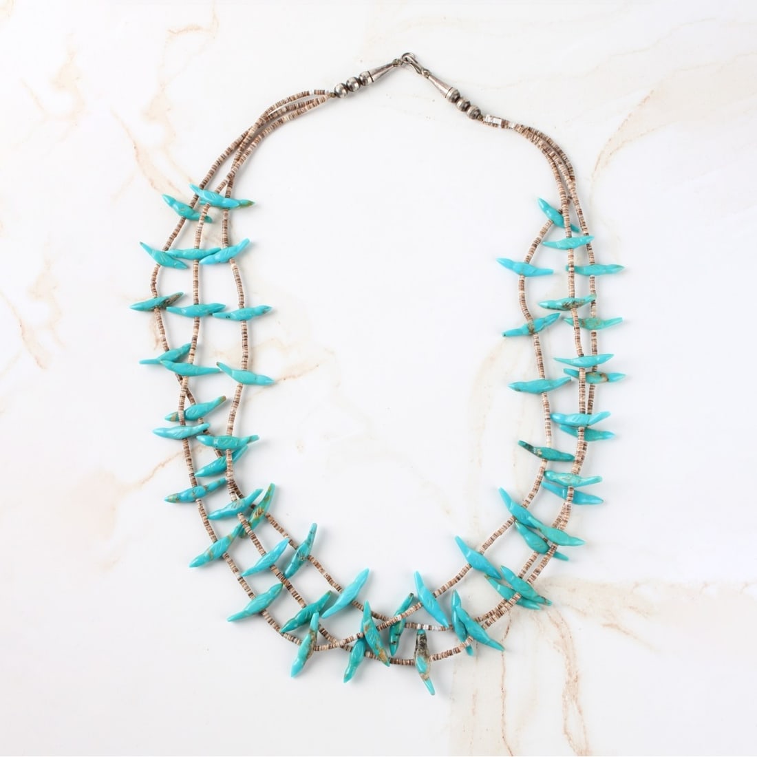 Vintage Zuni Turquoise and Silver Necklace (1 of 3)