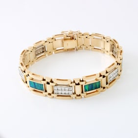 Diamond, Opal and 14K Bracelet