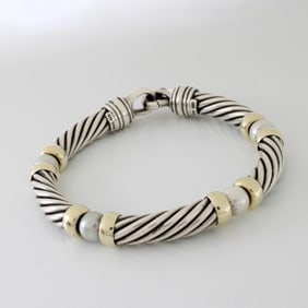 Yurman Sterling, 14K and Pearl Bracelet