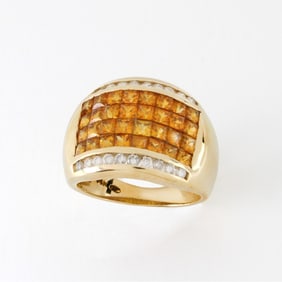 Citrine, Diamond and 14K Ring