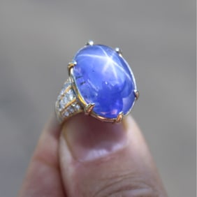 GIA Sapphire, Diamond and Platinum Ring