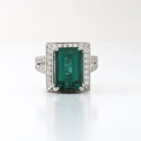 Tourmaline, Diamond and 18K Ring