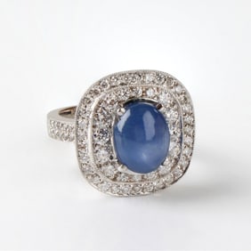 Sapphire, Diamond and 18K Ring