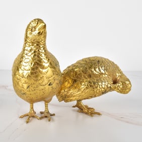 Pair of Fine Japanese Okimono Birds