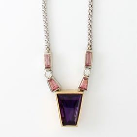 Gemstone and 18K Pendant Necklace