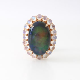 Black Opal and 18K Ring