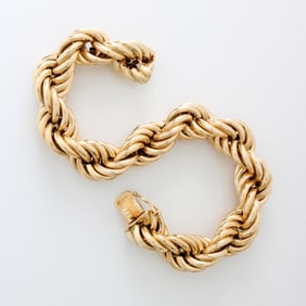 14K Yellow Gold Retro Rope Bracelet