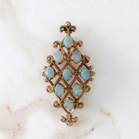 Opal and 14K Pendant / Brooch