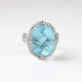 GFCO/AIGS Paraiba, Diamond and 18K Ring