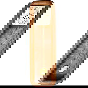 Howard Miller Wall Clock: Mid-century Modern Arthur Umanoff for Howard Miller Oak Wall Pendulum Clock. Measures: 24" high, 10-1/2" wide, 5" wide. Kodner Galleries offers phone and absentee bidding at a low, flat 21% buyer’s