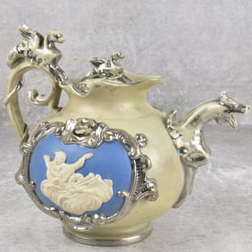 Antique Mettlach Stoneware Teapot