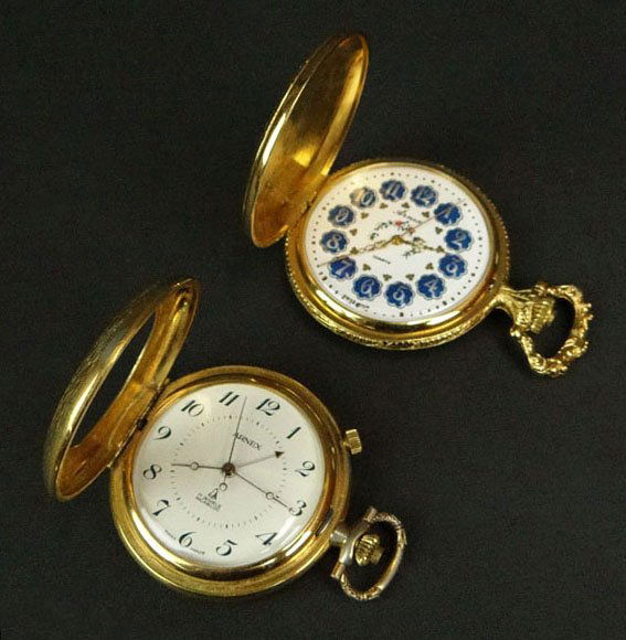 Arnex 17 Jewel Swiss Made Sidewinder Pocket Watch in Ru: Arnex 17 Jewel Swiss Made Sidewinder Pocket Watch in Running Condition together with Arnes Swiss Made Art Deco Style Quartz Pocketwatch Not in Running Condition, Probably Needs a Battery. Rubbing, Wea