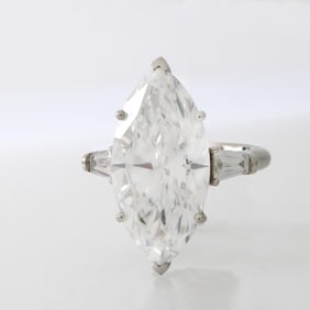 GIA 9.06ct Diamond and Platinum Ring