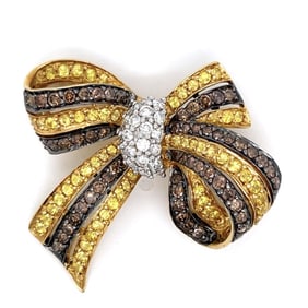 Diamond, Sapphire and 18K Brooch