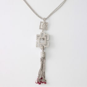 Deco style Diamond, Ruby and 18K Necklace