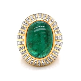 Emerald, Diamond and 18K Ring