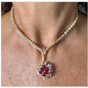 Diamond, Ruby and 18K Necklace