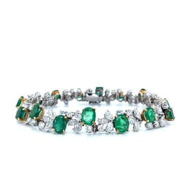 Emerald, Diamond, Platinum & 18K Bracelet