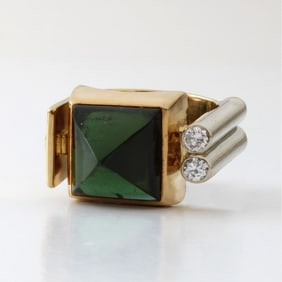 Tourmaline, Diamond and 18K Ring