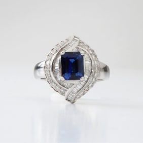 Sapphire, Diamond and 18K Ring
