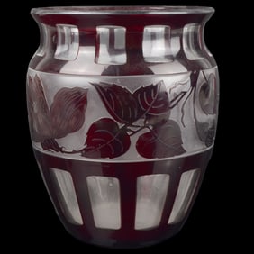 Czechoslovak Ruby Red Cameo Vase