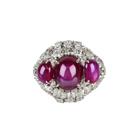 Burma Ruby, Diamond and Platinum Ring