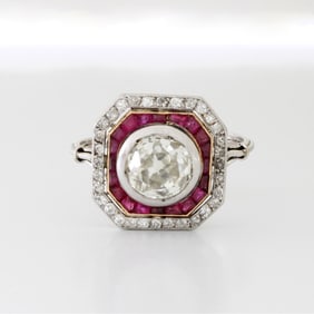 Art Deco Ruby and Diamond Ring
