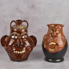 American Pottery Folk Art Face Jugs