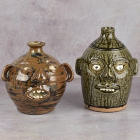 American Pottery Folk Art Face Jugs