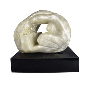 Mid Century Carved Marble Kneeling Nude