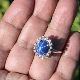 Sapphire, Diamond and 14K Ring