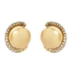 Pearl, Diamond and 18K Earrings