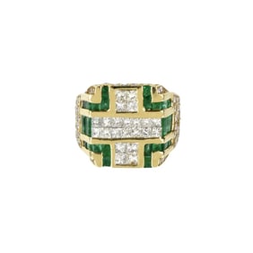 Diamond, Emerald and 18K Ring