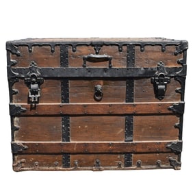 Antique Wood and Metal Steamer Trunk