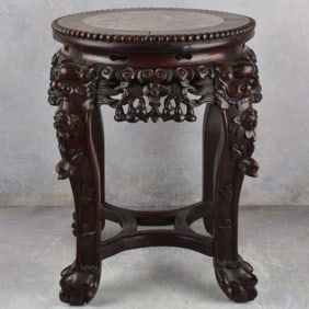 Asian Marble Top Plant Stand