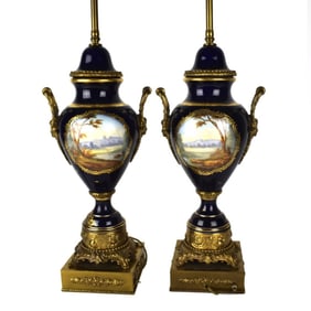 Pair Sevres Lamps with Bronze Mounts