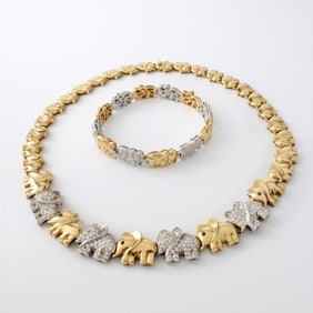 Diamond and 18K Necklace and Bracelet
