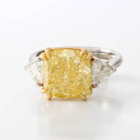 GIA 6.03 Fancy Yellow Diamond and 18K Ring