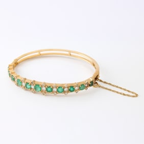 Emerald, Diamond and 14K Bracelet