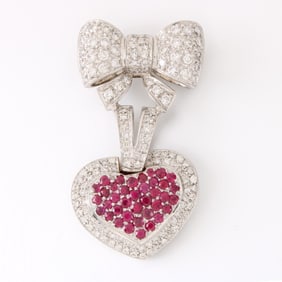 Diamond, Ruby and 18K Pendant