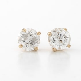 Diamond and 14K Stud Earrings