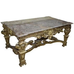 Antique Gilt Wood and Marble Table