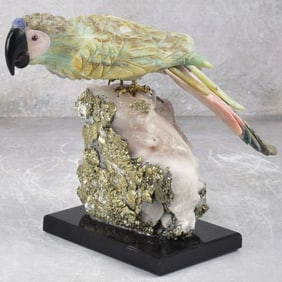 Carved Gemstone Parrot